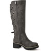 image:imageGLOBALWIN Womens Strappy Motorcycle Knee High Boots Riding Boots Back Lace Up Fall Winter Fashion Knee High Boots For Women22yy07 Grey
