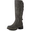 image:imageGLOBALWIN Womens Strappy Motorcycle Knee High Boots Riding Boots Back Lace Up Fall Winter Fashion Knee High Boots For Women22yy07 Grey