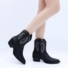 image:imageGLOBALWIN Womens Western Charm Cowgirl Boots Mid Calf Comfy Cowboy Boots For Women With Pointed Toe23yy07 Black2