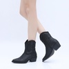 image:imageGLOBALWIN Womens Western Charm Cowgirl Boots Mid Calf Comfy Cowboy Boots For Women With Pointed Toe23yy07 Black3