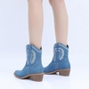 image:imageGLOBALWIN Womens Western Charm Cowgirl Boots Mid Calf Comfy Cowboy Boots For Women With Pointed Toe23yy07 Denim Blue