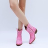 image:imageGLOBALWIN Womens Western Charm Cowgirl Boots Mid Calf Comfy Cowboy Boots For Women With Pointed Toe23yy07 Pink