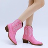 image:imageGLOBALWIN Womens Western Charm Cowgirl Boots Mid Calf Comfy Cowboy Boots For Women With Pointed Toe23yy07 Pink