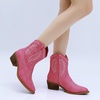 image:imageGLOBALWIN Womens Western Charm Cowgirl Boots Mid Calf Comfy Cowboy Boots For Women With Pointed Toe23yy07 Pink