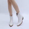 image:imageGLOBALWIN Womens Western Charm Cowgirl Boots Mid Calf Comfy Cowboy Boots For Women With Pointed Toe23yy07 White