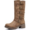 image:imageGLOBALWIN Chunky Mid Calf Fashion Dressy Motocycle Biker Military Style Combat Boots for Women Low Heel23yy11 Camel