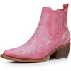 image:imageGLOBALWIN Cowboy Boots For Women Pointed Toe Pull On Chelsea Ankle Booties The Western Cowgirl Boots23yy05 Pink