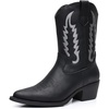 image:imageGLOBALWIN Womens Cowgirl Boots Mid Calf Western Cowboy Boots For Women Comfortable Low Heel With Zipper23yy09 Black3