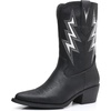 image:imageGLOBALWIN Womens Cowgirl Boots Mid Calf Western Cowboy Boots For Women Comfortable Low Heel With Zipper23yy10 Black