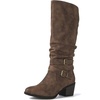 image:imageGLOBALWIN Womens Knee High Cowboy Boots  Minimalist Western Round Toe Cowgirl Boots with Comfortable Block Heel Plain Sleek Design Tall Dress Boots for Women19yy21 Camel2