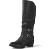 image:imageGLOBALWIN Womens Knee High Cowboy Boots  Minimalist Western Round Toe Cowgirl Boots with Comfortable Block Heel Plain Sleek Design Tall Dress Boots for Women19yy21 Black2