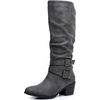 image:imageGLOBALWIN Womens Knee High Cowboy Boots  Minimalist Western Round Toe Cowgirl Boots with Comfortable Block Heel Plain Sleek Design Tall Dress Boots for Women19yy21 Grey2