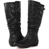 image:imageGLOBALWIN Womens KneeHigh Fashion Boots Wide Calf Flat Dressy Fall Winter Fashion Boots For Women22yy01 Black