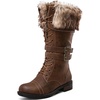 image:imageGLOBALWIN Womens Mid Calf To Knee High Boots Dressy Lace Up Combat Boots for Women Low Heel17yy02brown