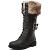 image:imageGLOBALWIN Womens Mid Calf To Knee High Boots Dressy Lace Up Combat Boots for Women Low Heel17yy02grey