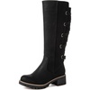 image:imageGLOBALWIN Womens Strappy Motorcycle Knee High Boots Riding Boots Back Lace Up Fall Winter Fashion Knee High Boots For Women22yy07 Black