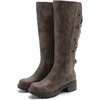 image:imageGLOBALWIN Womens Strappy Motorcycle Knee High Boots Riding Boots Back Lace Up Fall Winter Fashion Knee High Boots For Women22yy07 Brown