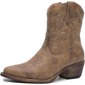 image:imageGLOBALWIN Cowboy Boots For Women Cute Cowgirl Boots Womens Western Boots With Embroidery Side Zipper Chunky Heel23yy16 Camel