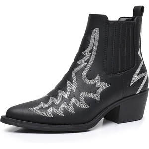 image:imageGLOBALWIN Cowboy Boots For Women Pointed Toe Pull On Chelsea Ankle Booties The Western Cowgirl Boots23yy05 Black