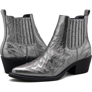 image:imageGLOBALWIN Cowboy Boots For Women Pointed Toe Pull On Chelsea Ankle Booties The Western Cowgirl Boots23yy05 Dark Silver2