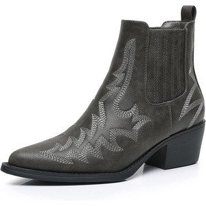 image:imageGLOBALWIN Cowboy Boots For Women Pointed Toe Pull On Chelsea Ankle Booties The Western Cowgirl Boots23yy05 Grey