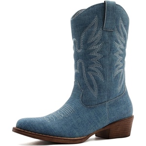 image:imageGLOBALWIN Cowboy Boots for Women MidCalf Western StyleDenim Blue