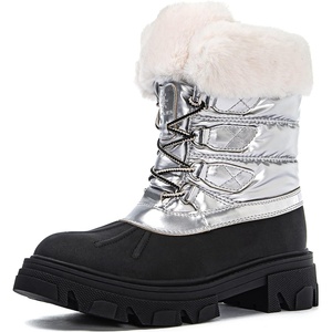 image:imageGLOBALWIN Snow Boots for Women Comfortable Winter Boots For Women Waterproof Fluffy Faux Fur Ankle Booties WaterResistant Short Boots For Women Warm Fur Boots LaceUp Outdoor Shoes21yy27 Silver