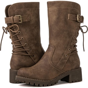 image:imageGLOBALWIN Womens Ankle Boots For Women Faux Fur Lined Winter Moto Boots Ankle Booties With Adjustable Double Buckles19yy19 Camel2