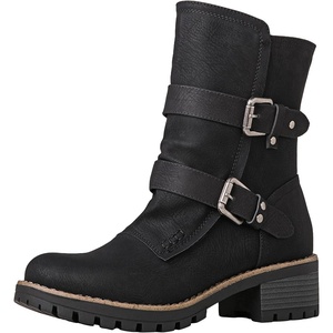 image:imageGLOBALWIN Womens Ankle Boots For Women Faux Fur Lined Winter Moto Boots Ankle Booties With Adjustable Double Buckles19yy19black