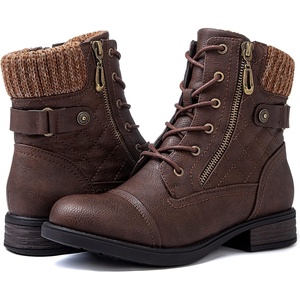image:imageGLOBALWIN Womens Combat Boots Lace Up Boots For Women Ankle Booties With Low Heel Fashion Dressy Short Boots2121brown