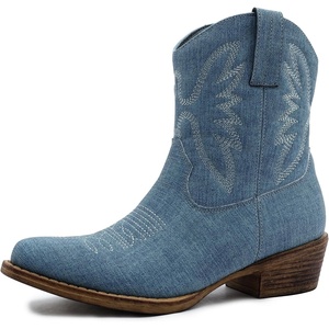 image:imageGLOBALWIN Womens Cowboy Boots Short Western Boots Ankle BootiesDenim Blue