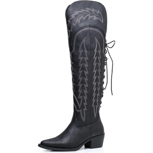 image:imageGLOBALWIN Womens Cowboy Western Fashion Over The Knee Thigh High Cowgirl Boots Low Heel23yy08 Black