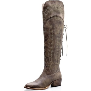 image:imageGLOBALWIN Womens Cowboy Western Fashion Over The Knee Thigh High Cowgirl Boots Low Heel23yy08 Brown