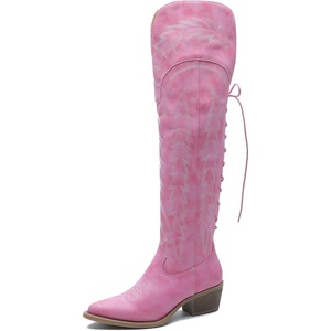 image:imageGLOBALWIN Womens Cowboy Western Fashion Over The Knee Thigh High Cowgirl Boots Low Heel23yy08 Pink