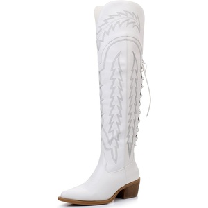 image:imageGLOBALWIN Womens Cowboy Western Fashion Over The Knee Thigh High Cowgirl Boots Low Heel23yy08 White