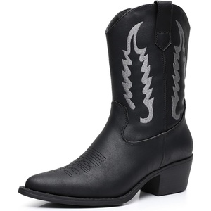 image:imageGLOBALWIN Womens Cowgirl Boots Mid Calf Western Cowboy Boots For Women Comfortable Low Heel With Zipper23yy09 Black3