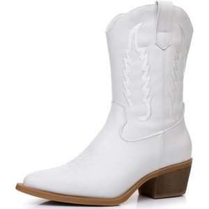 image:imageGLOBALWIN Womens Cowgirl Boots Mid Calf Western Cowboy Boots For Women Comfortable Low Heel With Zipper23yy09 White
