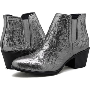 image:imageGLOBALWIN Womens Cowgirl Boots Pull On Ankle Booties21yy01 Metallic Silver