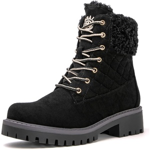 image:imageGLOBALWIN Womens Fall Winter Quilted Ankle Boots  Warm Fleece Lined Winter Booties Combat Boots For Snow and Rain NonSlip Fashion Ankle Booties1915 Black2