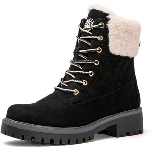 image:imageGLOBALWIN Womens Fall Winter Quilted Ankle Boots  Warm Fleece Lined Winter Booties Combat Boots For Snow and Rain NonSlip Fashion Ankle Booties1915black