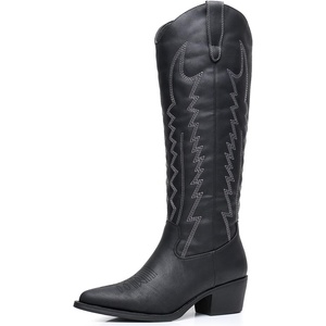 image:imageGLOBALWIN Womens Knee High Long Pointed Toe Western Cowboy Boots For Women23yy03 Black
