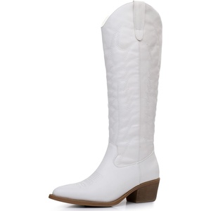 image:imageGLOBALWIN Womens Knee High Long Pointed Toe Western Cowboy Boots For Women23yy03 White
