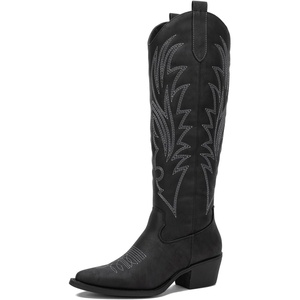 image:imageGLOBALWIN Womens Knee High Long Pointed Toe Western Cowboy Boots For Women23yy12 Black