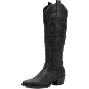 image:imageGLOBALWIN Womens Knee High Long Pointed Toe Western Cowboy Boots For Women23yy12 Black2