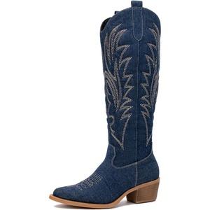 image:imageGLOBALWIN Womens Knee High Long Pointed Toe Western Cowboy Boots For Women23yy12 Dark Denim