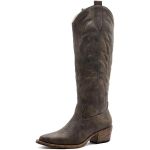 image:imageGLOBALWIN Womens Knee High Long Pointed Toe Western Cowboy Boots For Women23yy1212 Brown