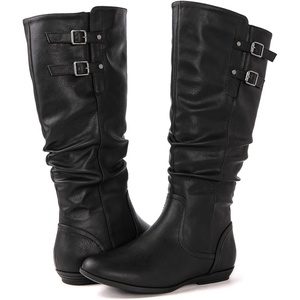 image:imageGLOBALWIN Womens KneeHigh Fashion Boots Wide Calf Flat Dressy Fall Winter Fashion Boots For Women22yy01 Black