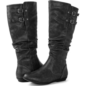 image:imageGLOBALWIN Womens KneeHigh Fashion Boots Wide Calf Flat Dressy Fall Winter Fashion Boots For Women22yy01 Grey