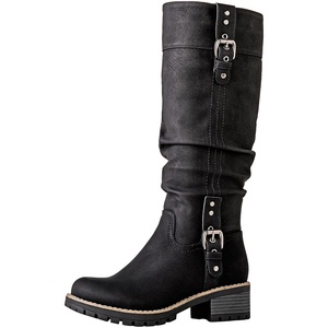 image:imageGLOBALWIN Womens KneeHigh Riding Boots Tall Fashion Boots with Chunky Low Heel amp Side Zipper Everyday Wear Casual Boots For Women19yy15 Black