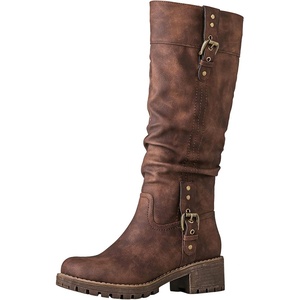 image:imageGLOBALWIN Womens KneeHigh Riding Boots Tall Fashion Boots with Chunky Low Heel amp Side Zipper Everyday Wear Casual Boots For Women19yy15 Brown